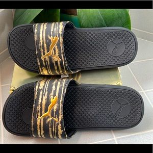 Women’s Size 10 Black & Gold Cool Cat Puma Slides